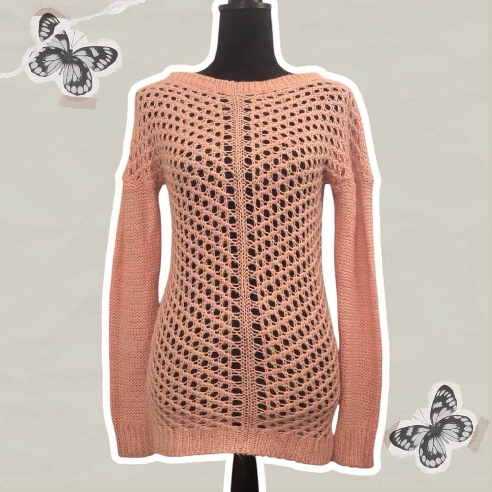 Rue21 Juniors Loose Knit Oversized Peach Pink Cottagecore/Fairycore Sweater